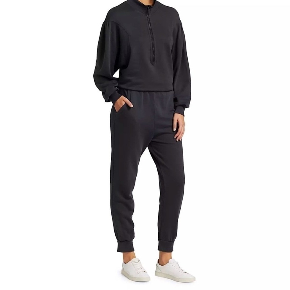 FRAME Easy Jumpsuit Faded Noir‎ Organic Pima Cotton French Terry XL - Picture 4 of 15